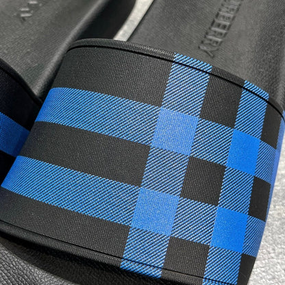 Burberry Furley Check Slides "Conrflower Blue"