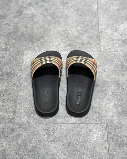 Burberry Furley Check Slides "Archive Beige"