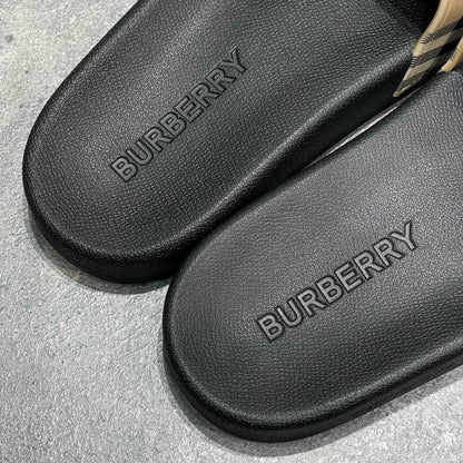 Burberry Furley Check Slides "Archive Beige"