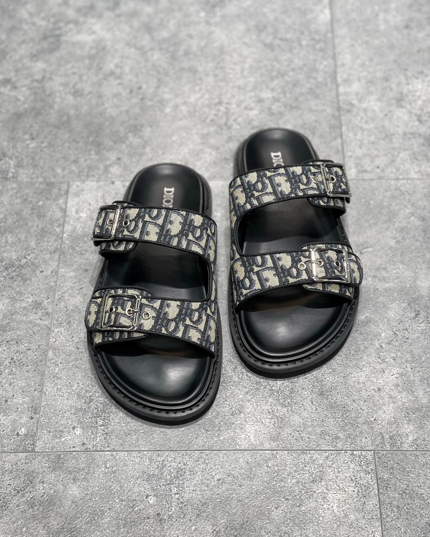 Dior Aqua Sandals "Beige and Black Dior Oblique Jacquard"