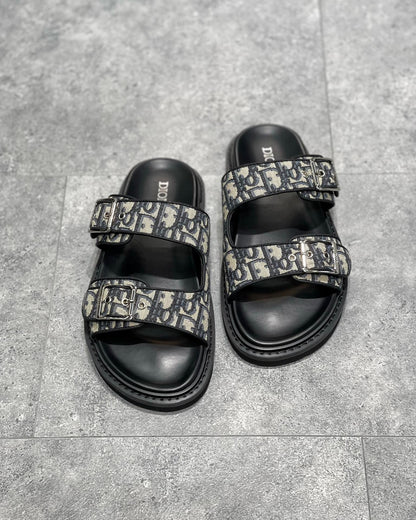 Dior Aqua Sandals "Beige and Black Dior Oblique Jacquard"