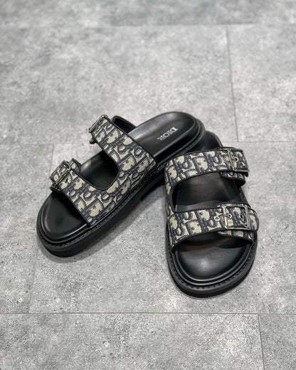 Dior Aqua Sandals "Beige and Black Dior Oblique Jacquard"