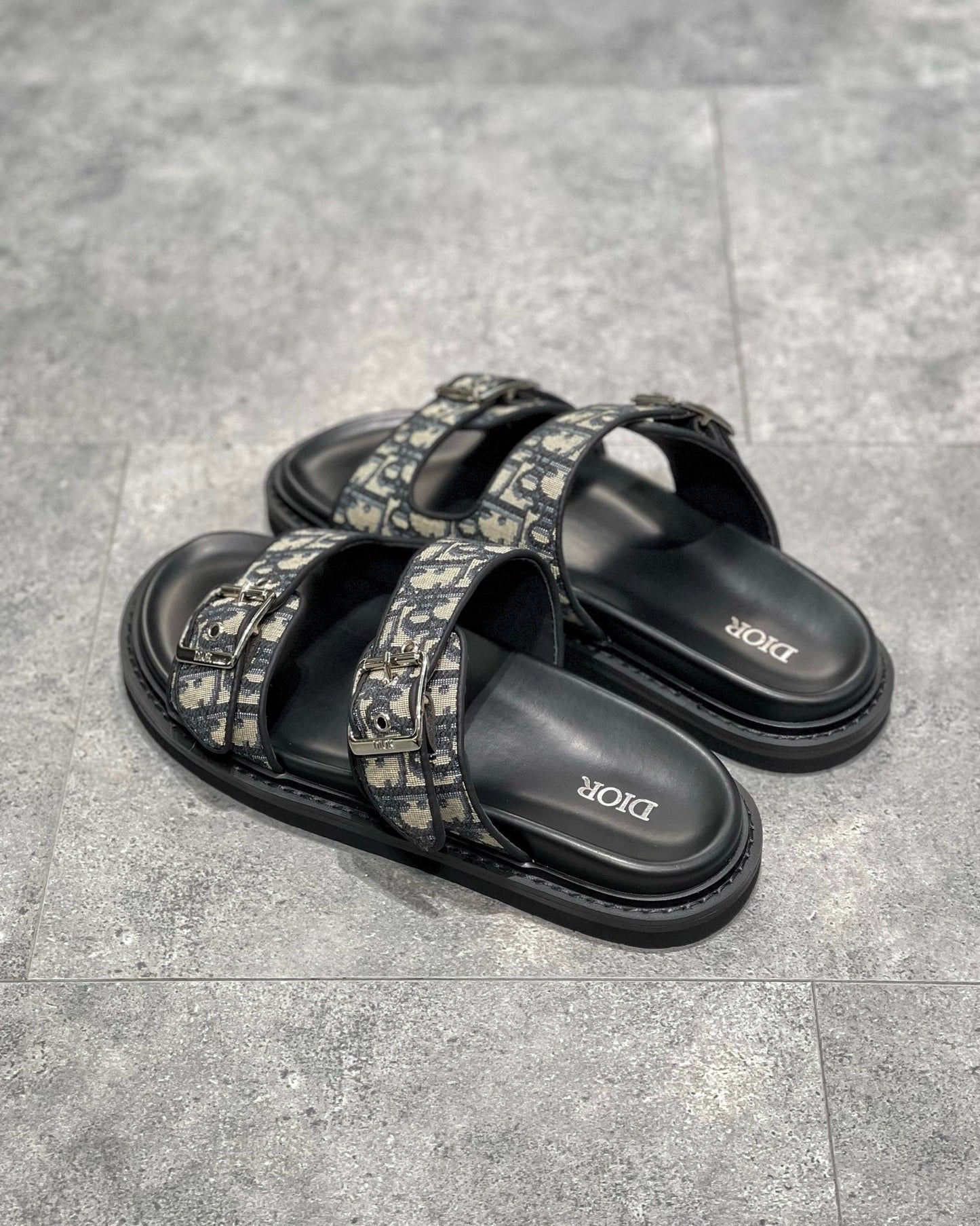 Dior Aqua Sandals "Beige and Black Dior Oblique Jacquard"