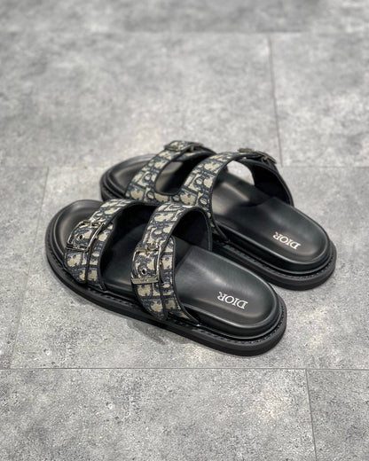 Dior Aqua Sandals "Beige and Black Dior Oblique Jacquard"
