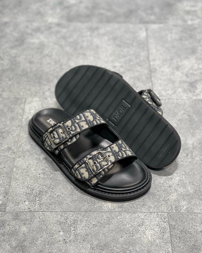 Dior Aqua Sandals "Beige and Black Dior Oblique Jacquard"