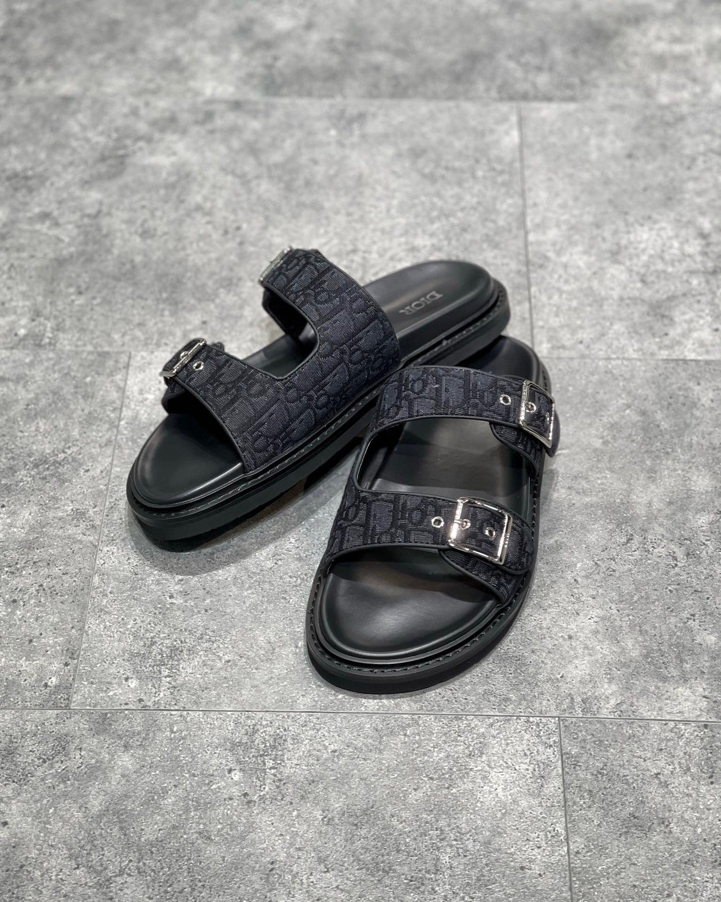 Dior Aqua Sandals "Black Dior Oblique Jacquard"