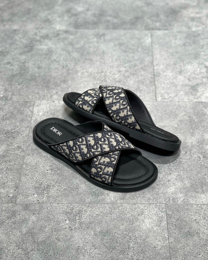 Dior Alias Sandal Beige and Black Dior Oblique Jacquard