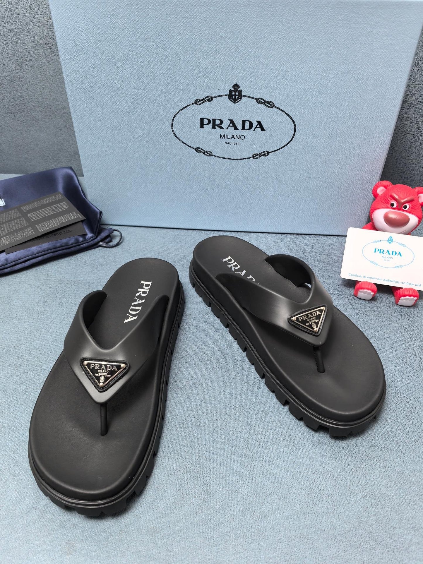 Prada Rubber Thong Sandals "Black"