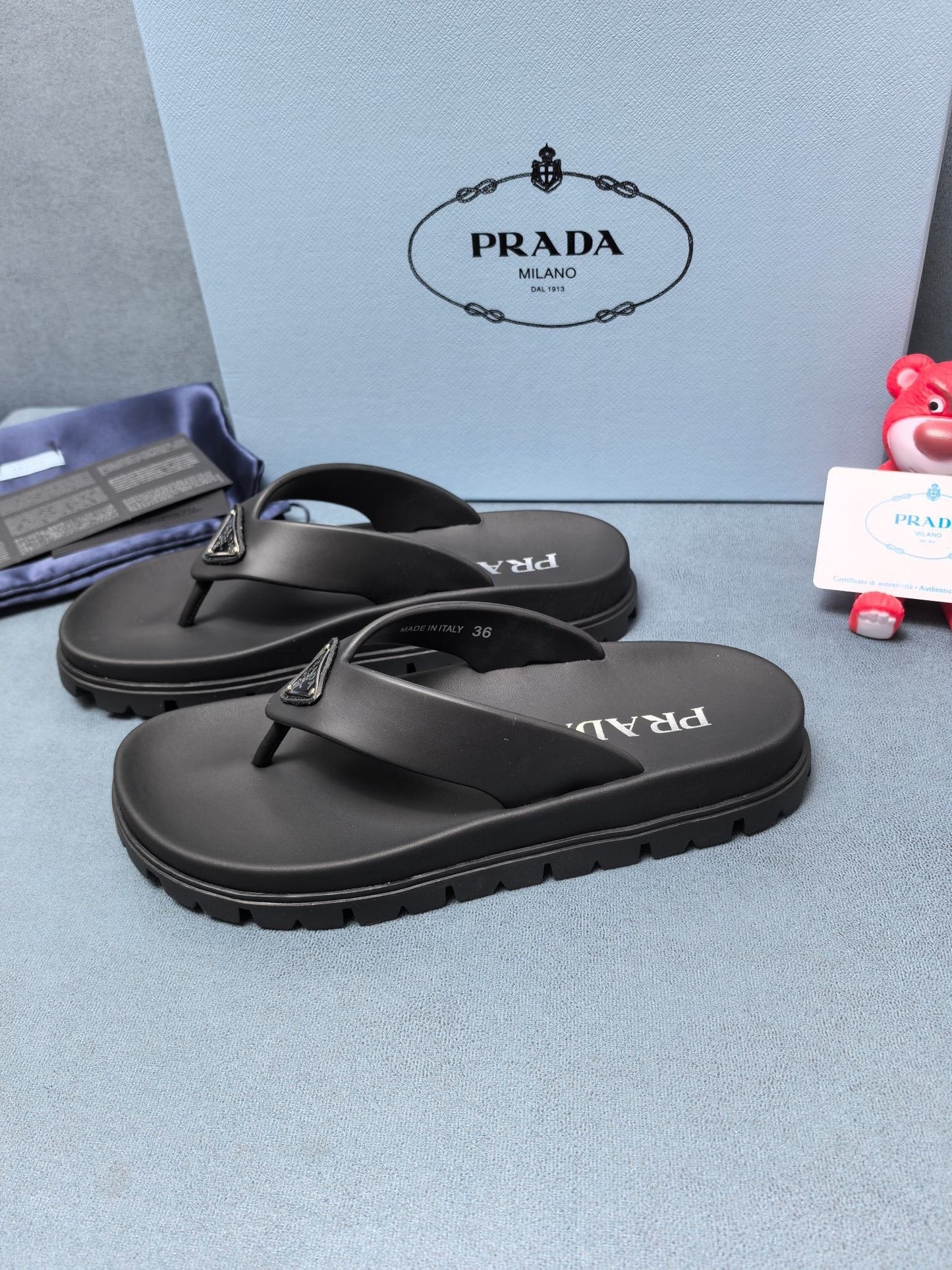 Prada Rubber Thong Sandals "Black"