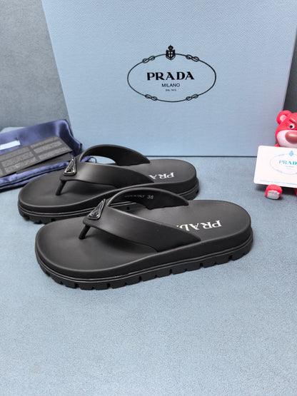 Prada Rubber Thong Sandals "Black"