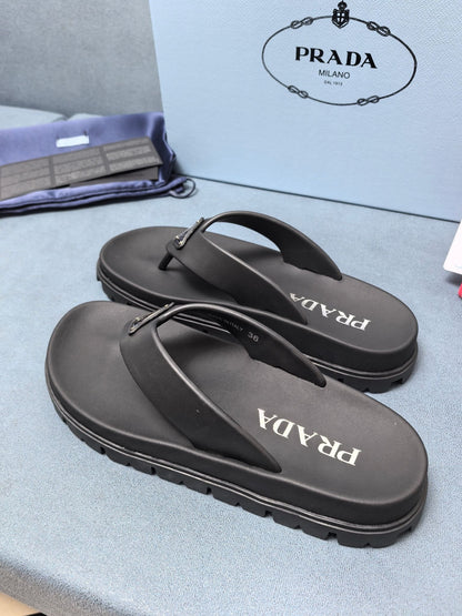 Prada Rubber Thong Sandals "Black"