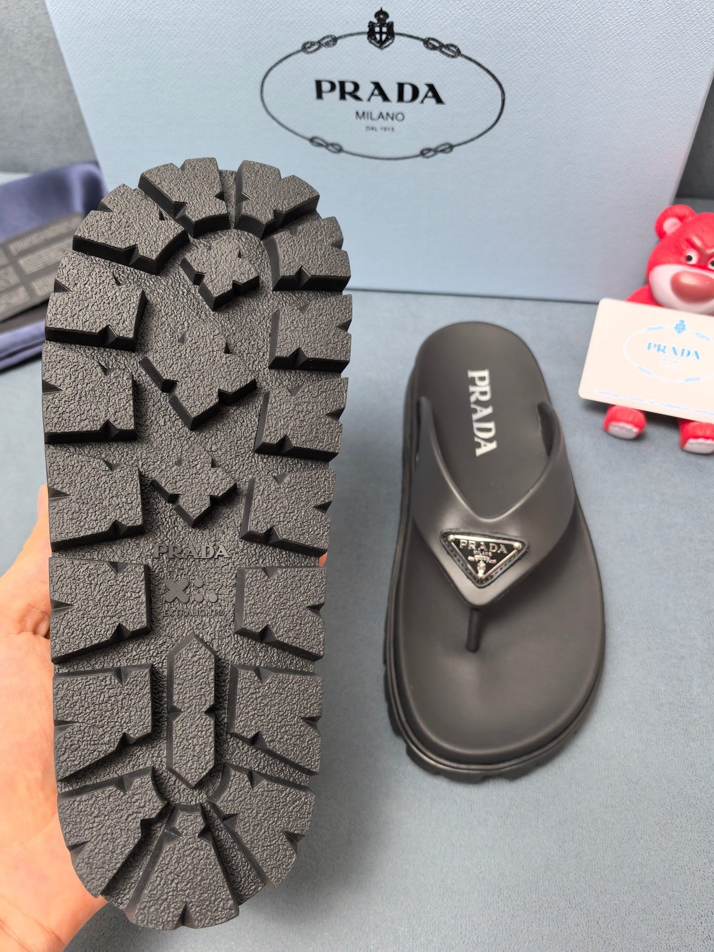 Prada Rubber Thong Sandals "Black"