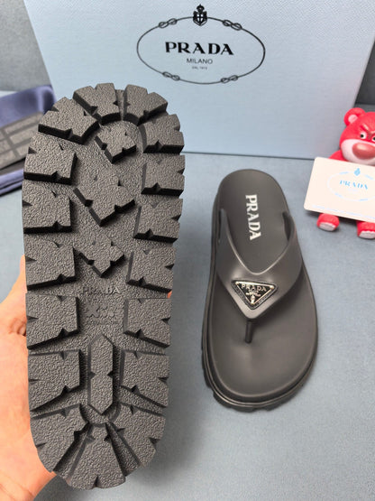 Prada Rubber Thong Sandals "Black"