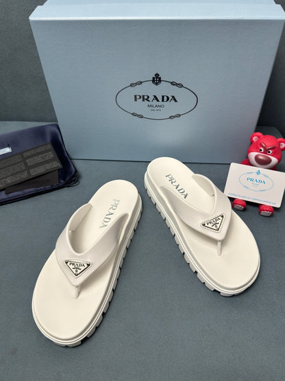 Prada Rubber Thong Sandals "White"