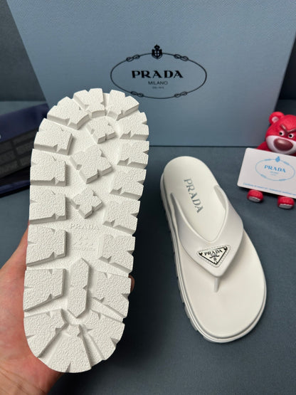 Prada Rubber Thong Sandals "White"