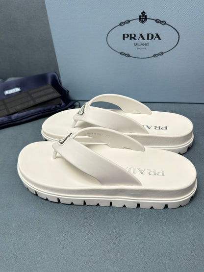 Prada Rubber Thong Sandals "White"