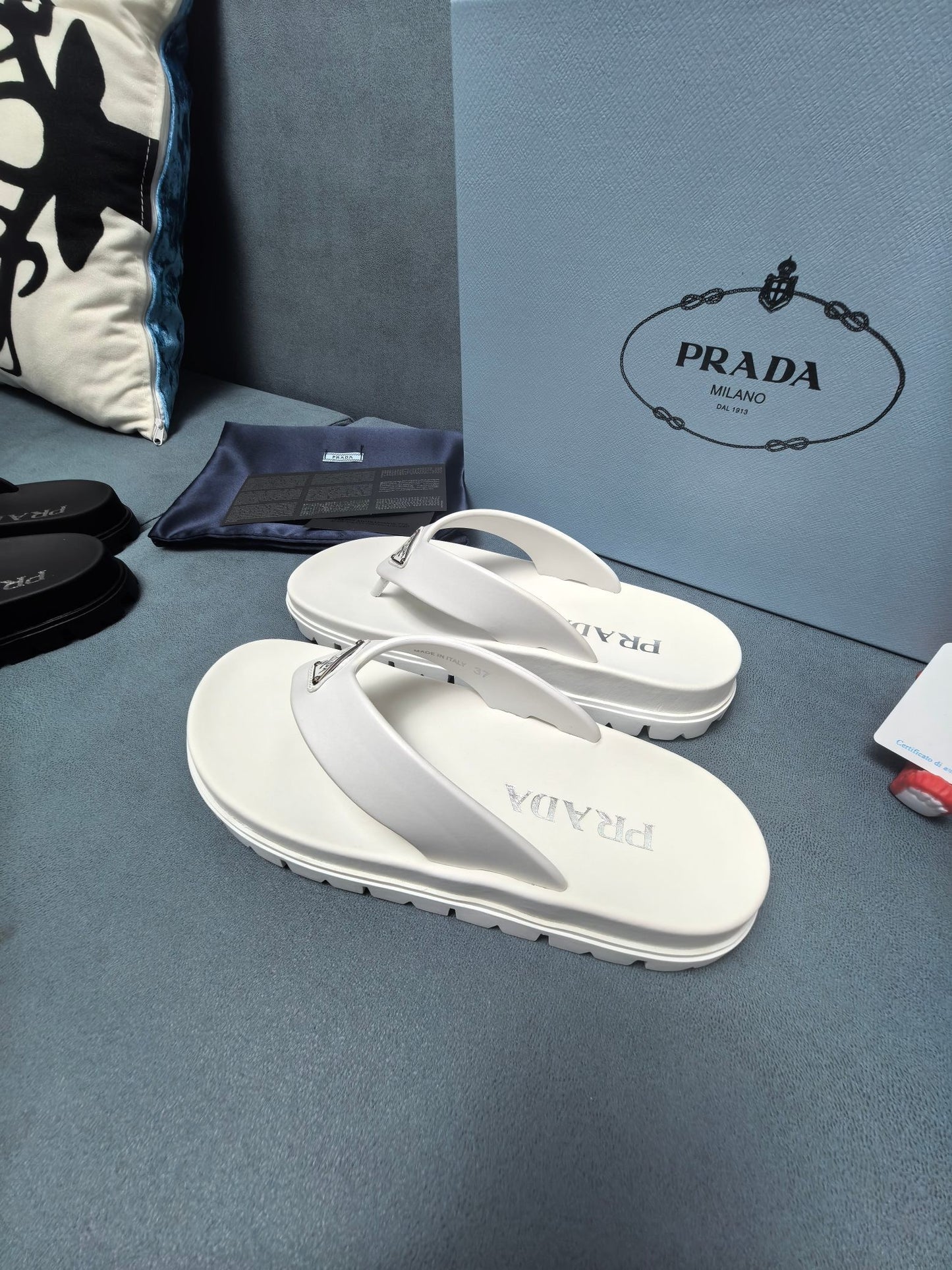 Prada Rubber Thong Sandals "White"
