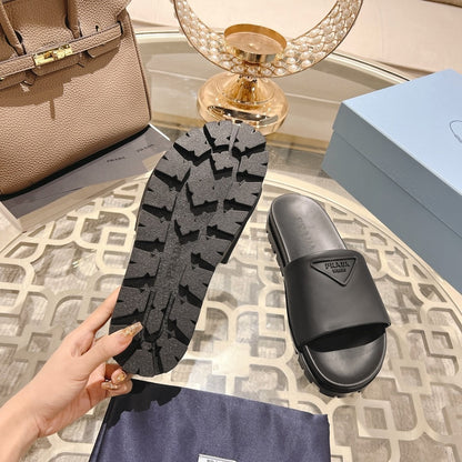 Prada Logo Rubber Slides "Black"