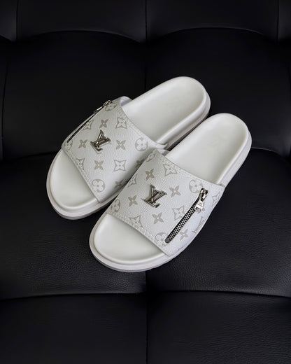 Louis Vuitton Zip Slides "White"