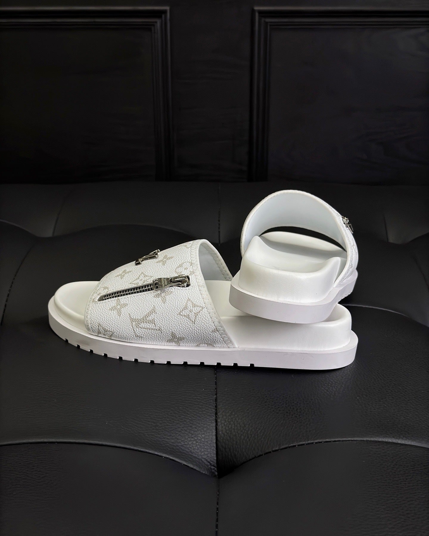 Louis Vuitton Zip Slides "White"