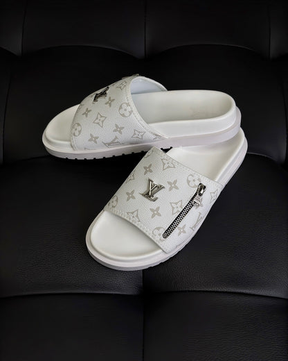 Louis Vuitton Zip Slides "White"