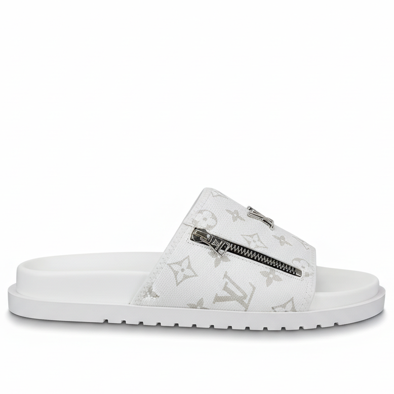 Louis Vuitton Zip Slides "White"