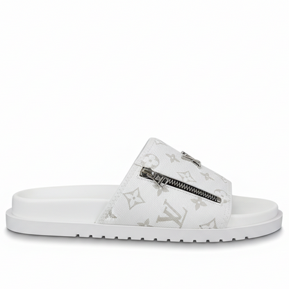 Louis Vuitton Zip Slides "White"