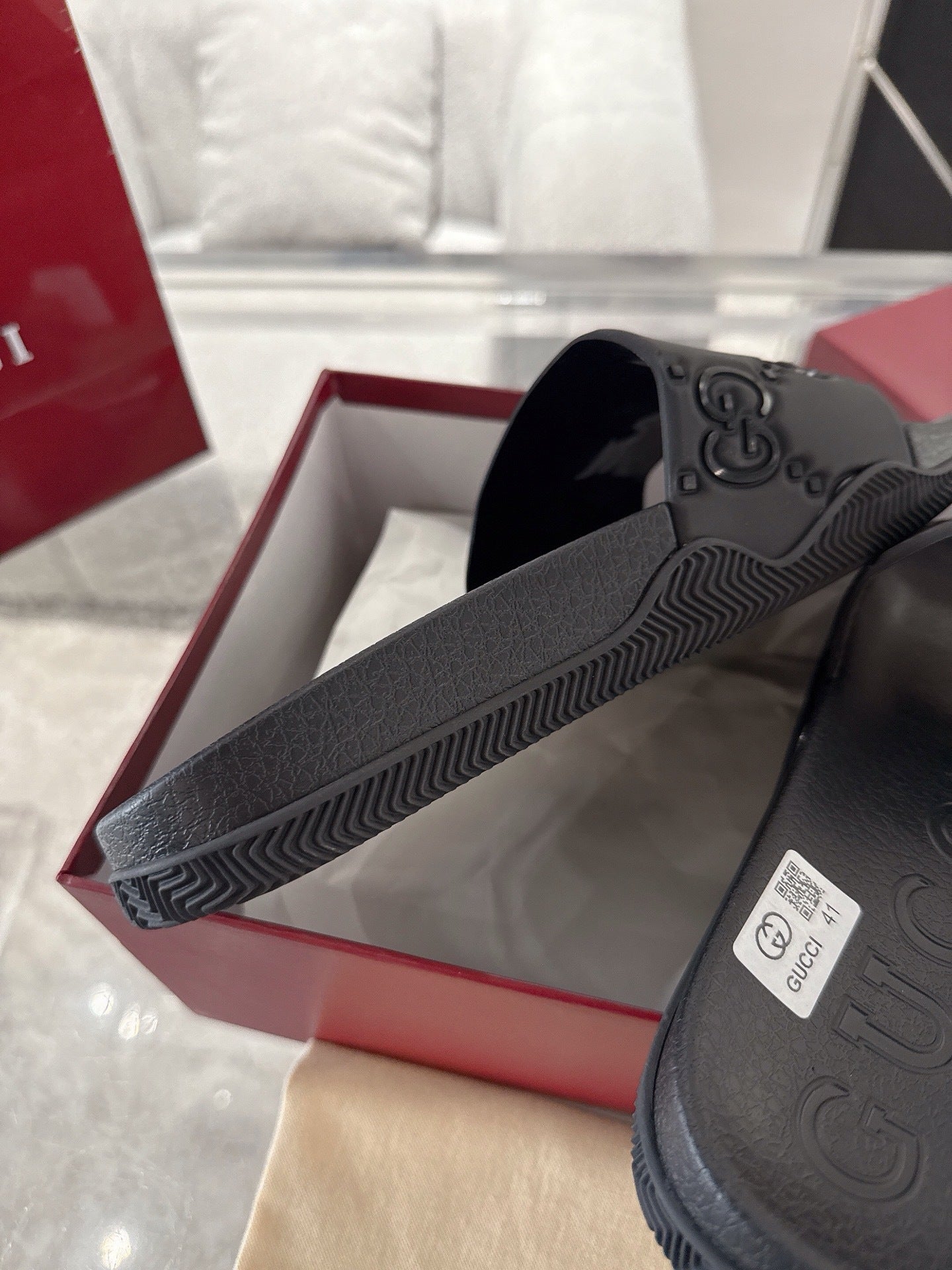 Gucci GG Rubber Slides "Black"