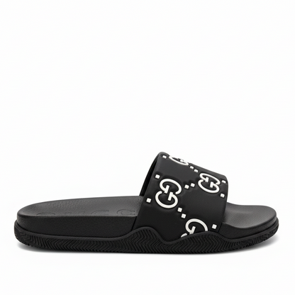 Gucci GG Rubber Slides "Black-White"