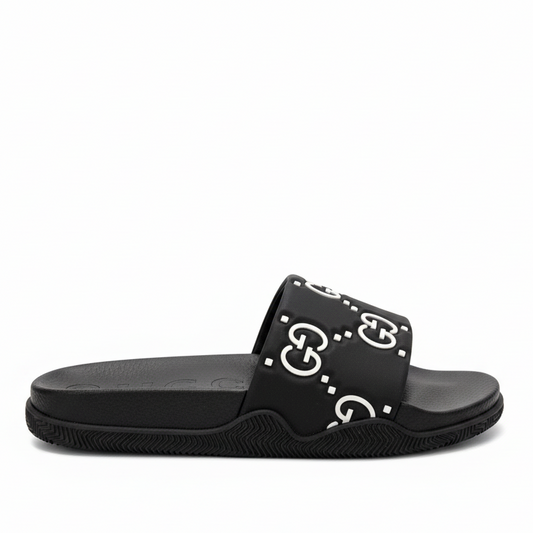 Gucci GG Rubber Slides "Black-White"