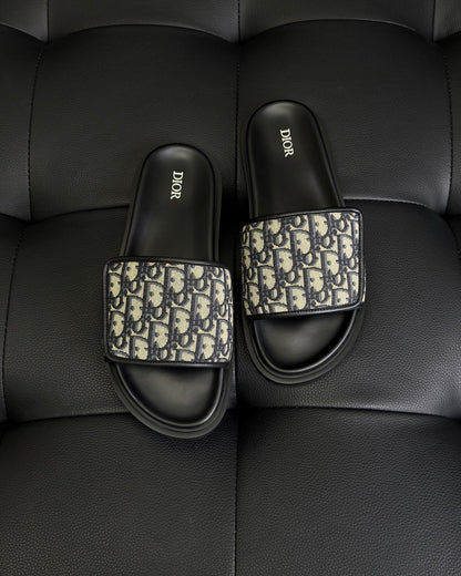 Dior Aqua Sandal "Beige and Black Dior Oblique Jacquard"