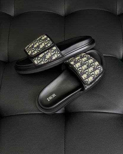 Dior Aqua Sandal "Beige and Black Dior Oblique Jacquard"