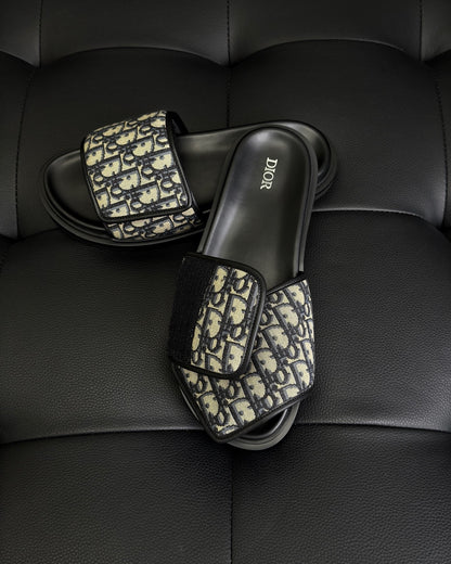 Dior Aqua Sandal "Beige and Black Dior Oblique Jacquard"