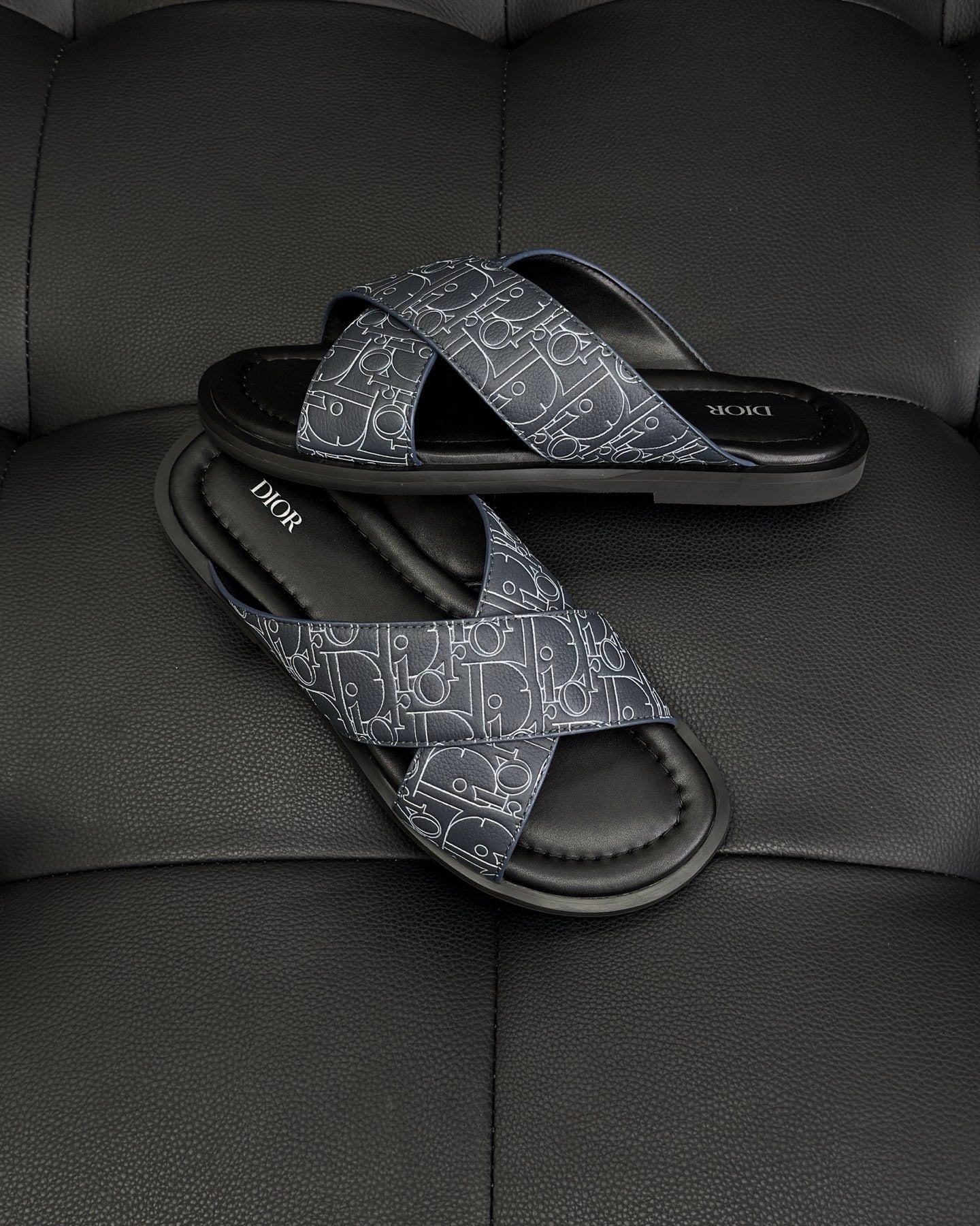 Dior Alias Sandal "Navy Blue Gravity Outline Leather"
