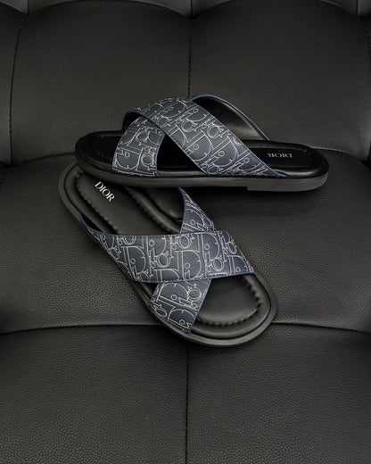Dior Alias Sandal "Navy Blue Gravity Outline Leather"