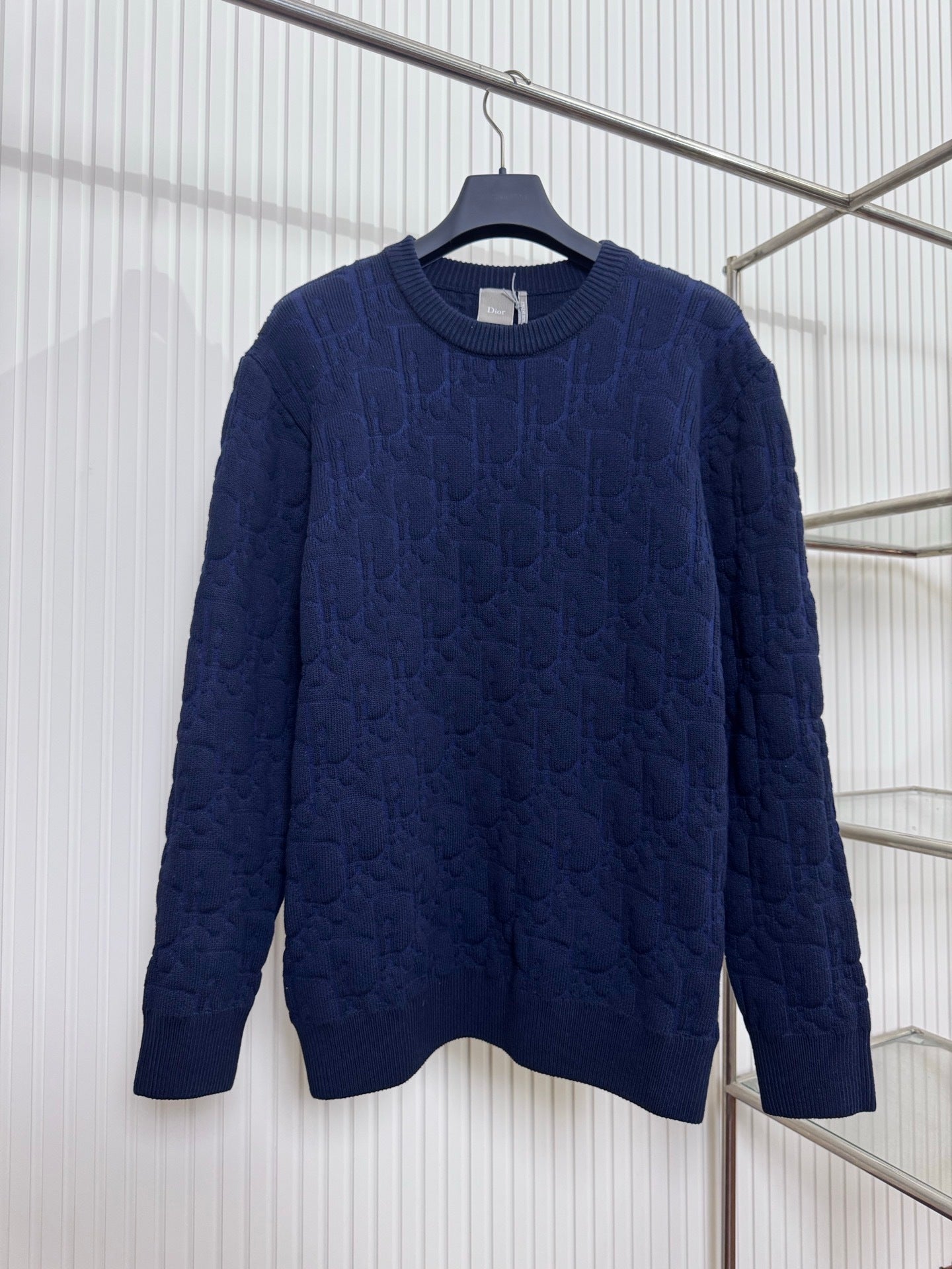 Dior Oblique Sweater “Navy Blue Cotton-Blend Jersey”