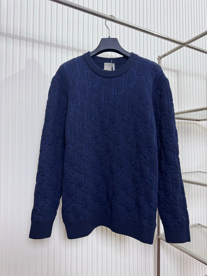 Dior Oblique Sweater “Navy Blue Cotton-Blend Jersey”