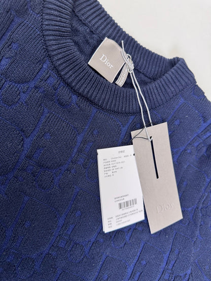 Dior Oblique Sweater “Navy Blue Cotton-Blend Jersey”