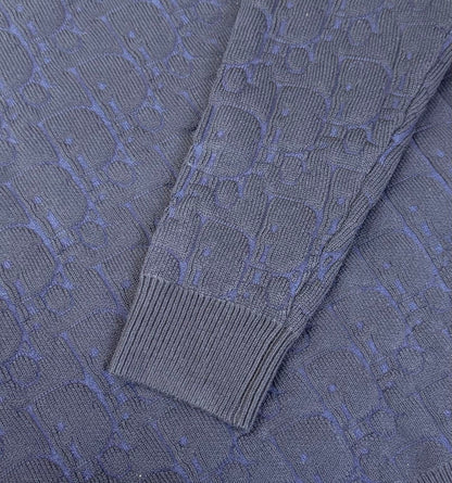 Dior Oblique Sweater “Navy Blue Cotton-Blend Jersey”