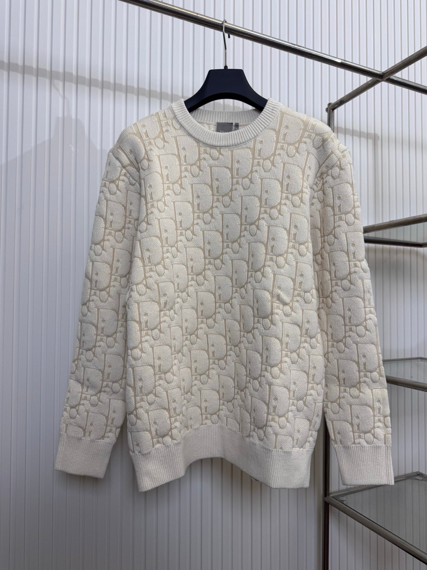 Dior Oblique Sweater “Ecru Cotton-Blend Jersey”