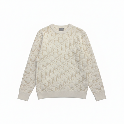 Dior Oblique Sweater “Ecru Cotton-Blend Jersey”