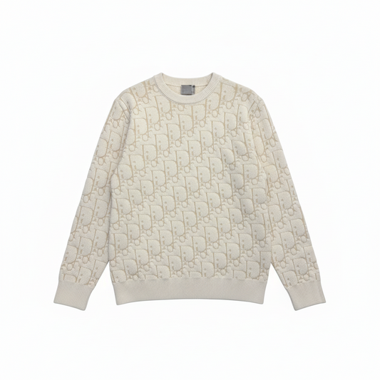 Dior Oblique Sweater “Ecru Cotton-Blend Jersey”