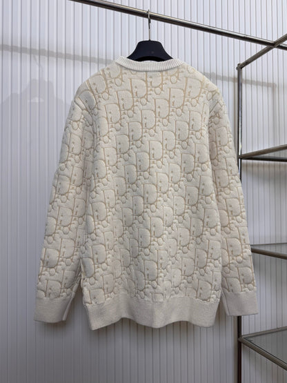 Dior Oblique Sweater “Ecru Cotton-Blend Jersey”