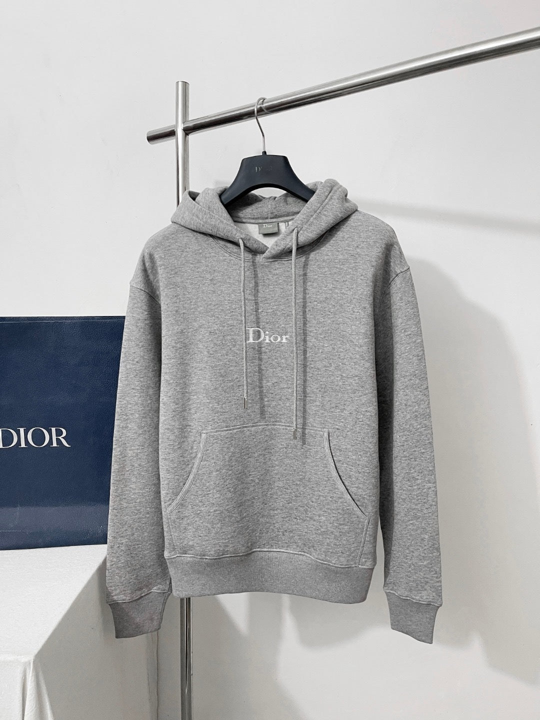 Dior Hooded Sweatshirt with Dior Embroidery “Grey Cotton Fleece”