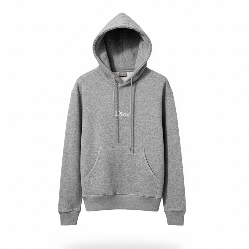 Dior Hooded Sweatshirt with Dior Embroidery “Grey Cotton Fleece”