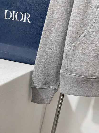 Dior Hooded Sweatshirt with Dior Embroidery “Grey Cotton Fleece”