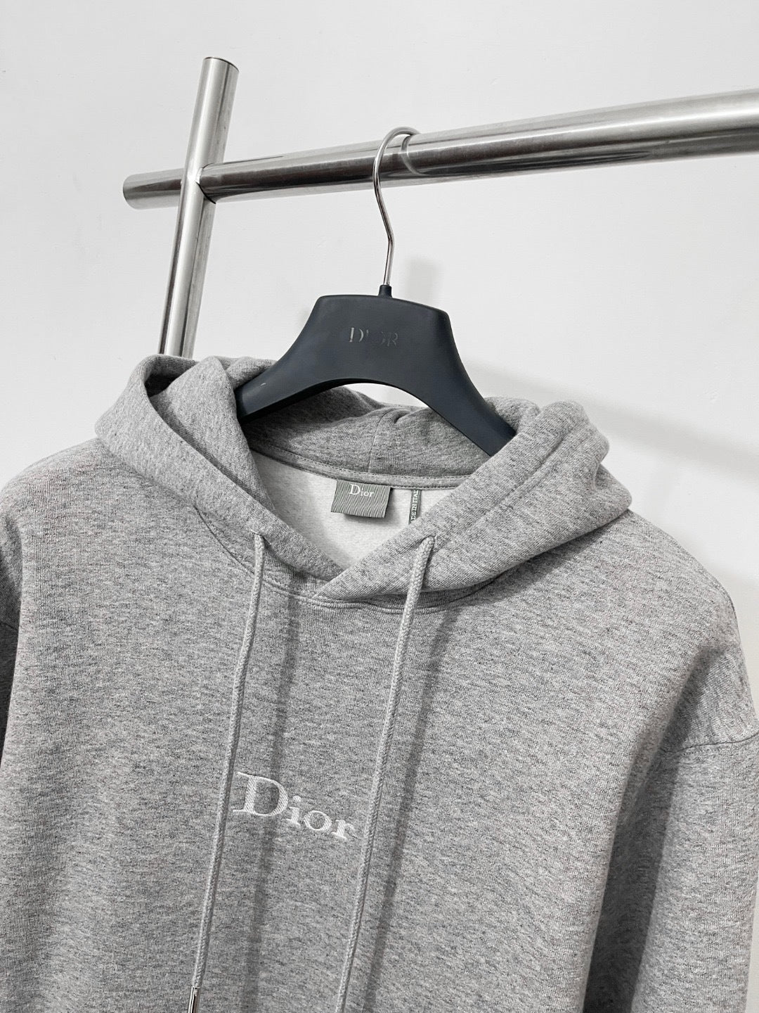 Dior Hooded Sweatshirt with Dior Embroidery “Grey Cotton Fleece”