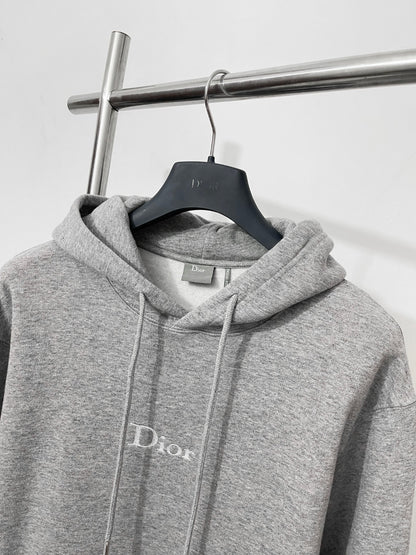 Dior Hooded Sweatshirt with Dior Embroidery “Grey Cotton Fleece”
