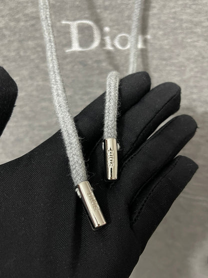 Dior Hooded Sweatshirt with Dior Embroidery “Grey Cotton Fleece”