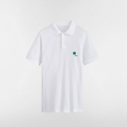 Dior Polo Shirt with Dior Clover Embroidery “White Cotton Piqué”